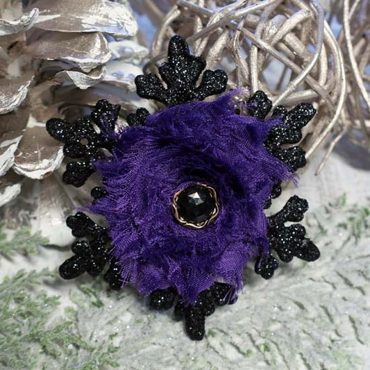 Purple Elegance - Black Snowflake Holiday Fascinator