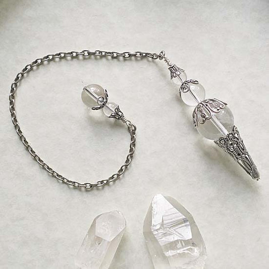 Quartz Crystal Pendulum A - Antique Silver