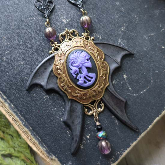 Queen Akasha Necklace - purple with antique brass