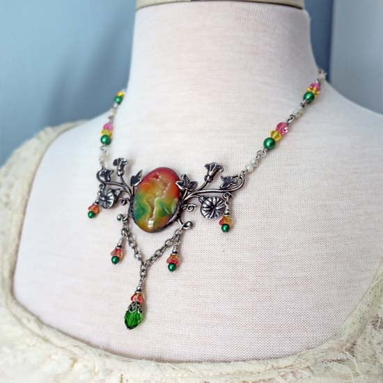 Rainbow Garden Necklace & Earrings - One of a kind