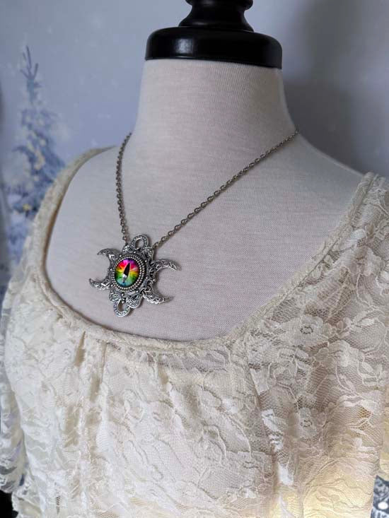 THE SEER Triple Moon Necklace - rainbow eye