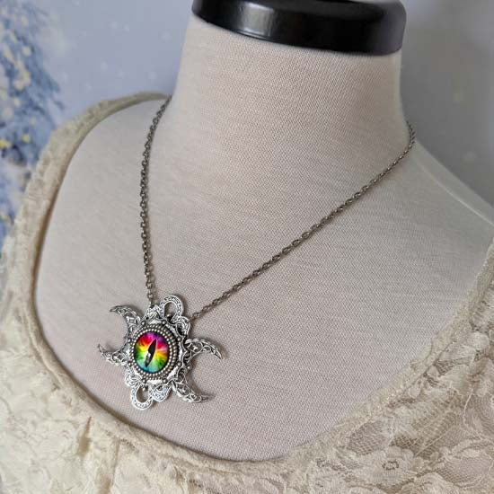 THE SEER Triple Moon Necklace - rainbow eye