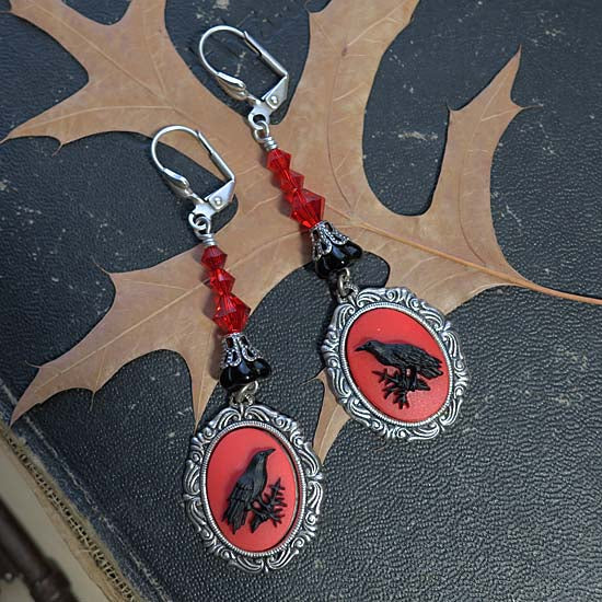 Raven Earrings - red