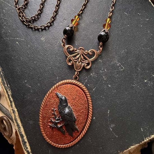 THE RAVEN Necklace with copper glitter