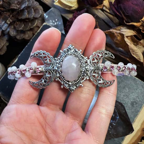 ROSE QUARTZ GODDESS Triple Moon Circlet