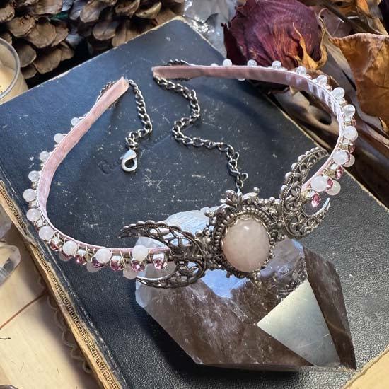 ROSE QUARTZ GODDESS Triple Moon Circlet