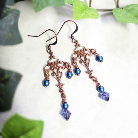 Sappho  Earrings - aged copper -