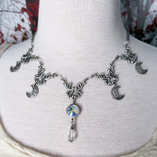 SELENE Necklace - silver with AB clear crystals