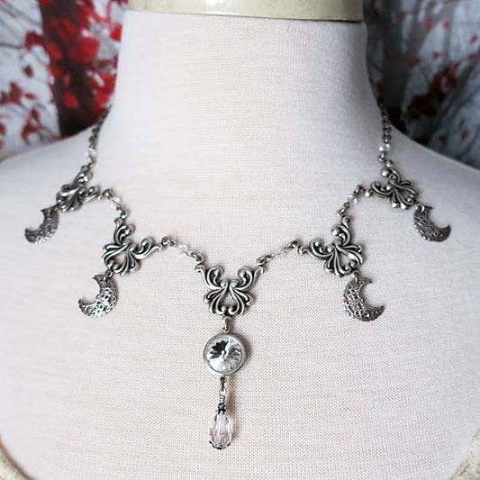 SELENE Necklace - silver with clear crystals