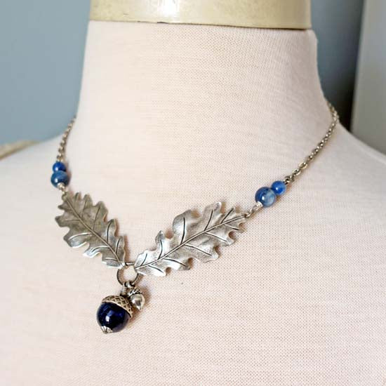 9 Birthstone Oak + Acorn *September/Kyanite* - necklace