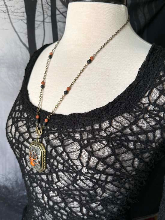 SHIPWRECKED Necklace - brass w/orange