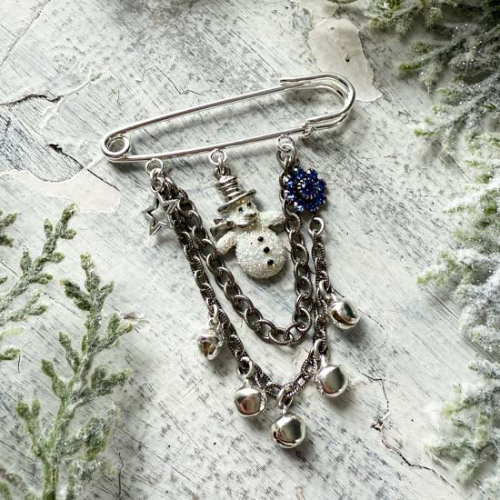 SNOWMAN - Pin/Brooch - silver w/blue
