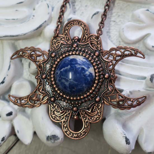 Triple Moon Necklace - Sodalite Gemstone