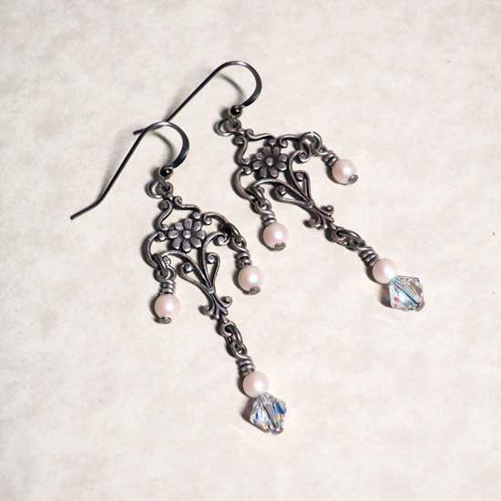 Sparkle Pixie  Earrings - aged silver -
