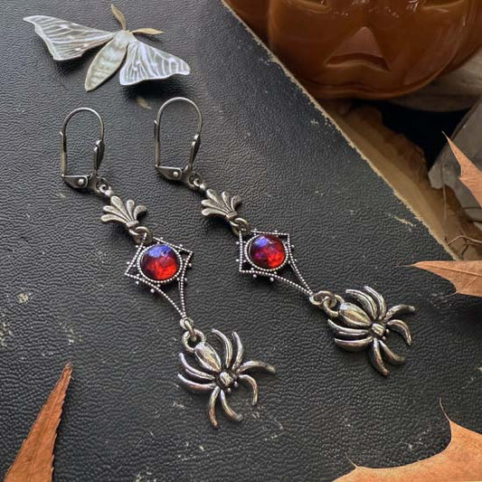 SPIDER QUEEN earrings - Dragon's Breath Vintage Glass