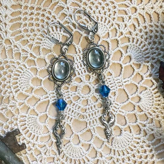 THEODORA Earrings - silver with blue