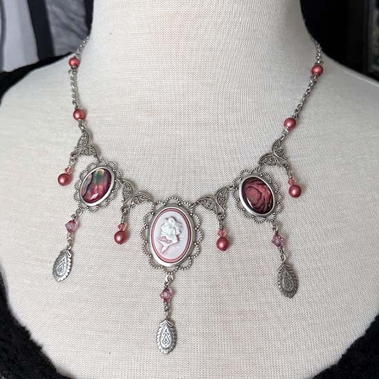 THEODORA II Necklace - silver with mermaid and paua shell accents