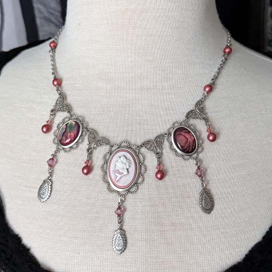 THEODORA II Necklace - silver with mermaid and paua shell accents