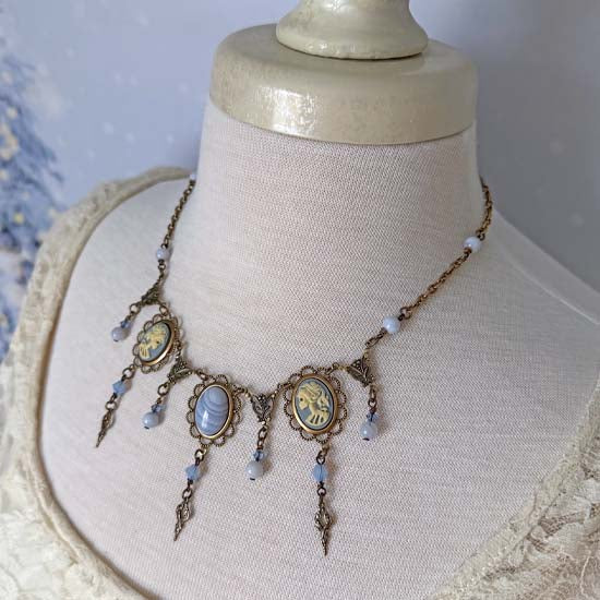 THEODORA Necklace - brass with Blue Lace Agate