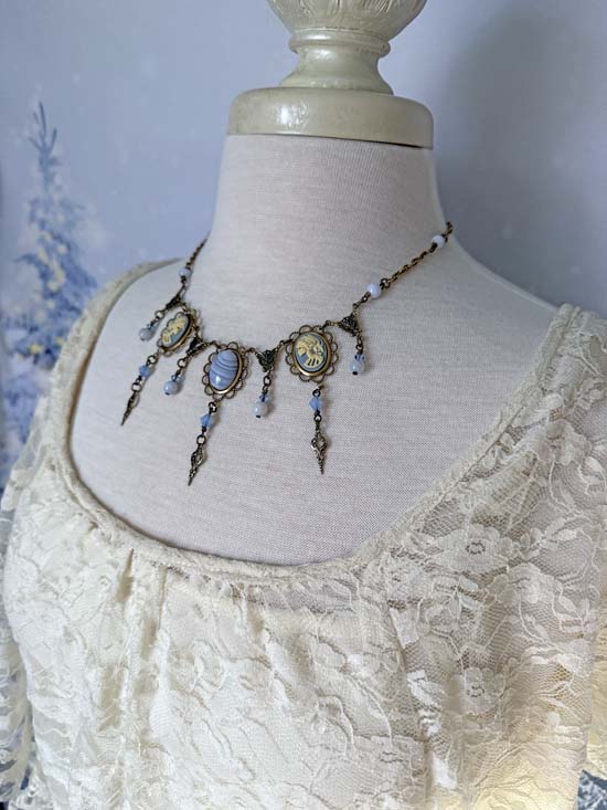 THEODORA Necklace - brass with Blue Lace Agate