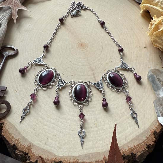 THEODORA Necklace - silver with purple