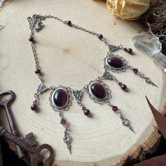 THEODORA Necklace - silver with purple