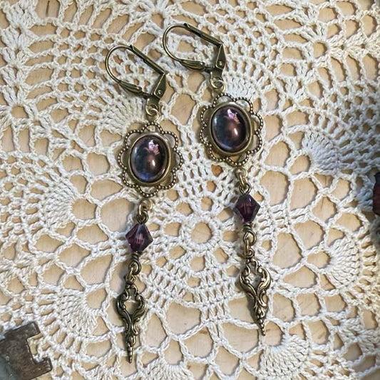 THEODORA Earrings - brass with purple