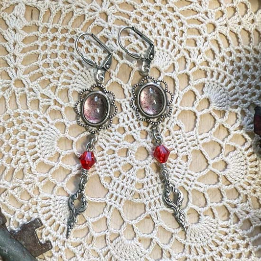 Theodora Earrings - silver with red