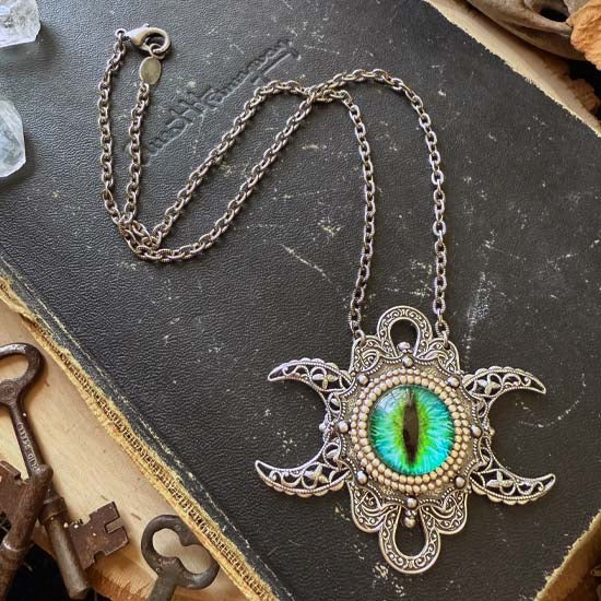 THE SEER Triple Moon Necklace - green-blue eye