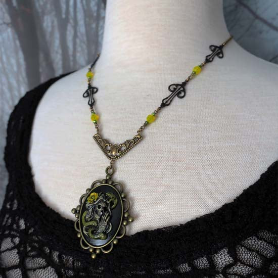 The Serpent - Sugar Skull Snake Lady Necklace