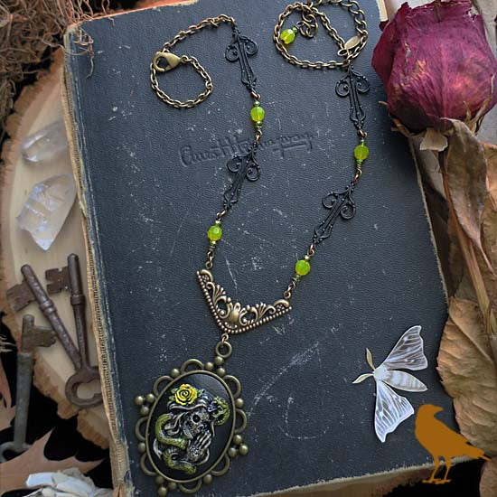 The Serpent - Sugar Skull Snake Lady Necklace