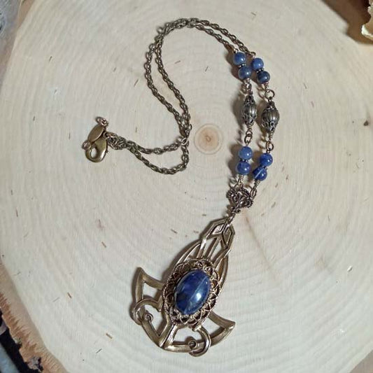 THOR'S HAMMER Necklace - Sodalite - antique brass