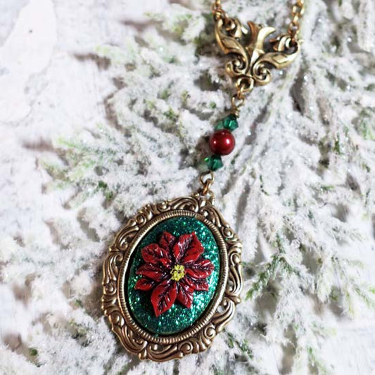 Traditional Christmas Poinsettia - Necklace