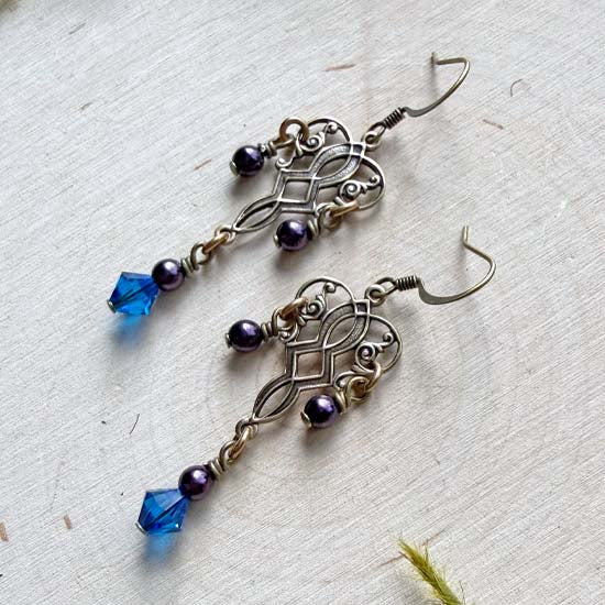WATER SPRITE  Earrings - antique brass