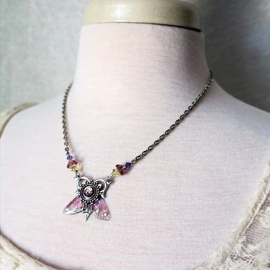 WEE WINGS Necklace - silver with German Glass Opal