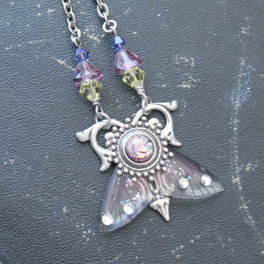 WEE WINGS Necklace - silver with German Glass Opal