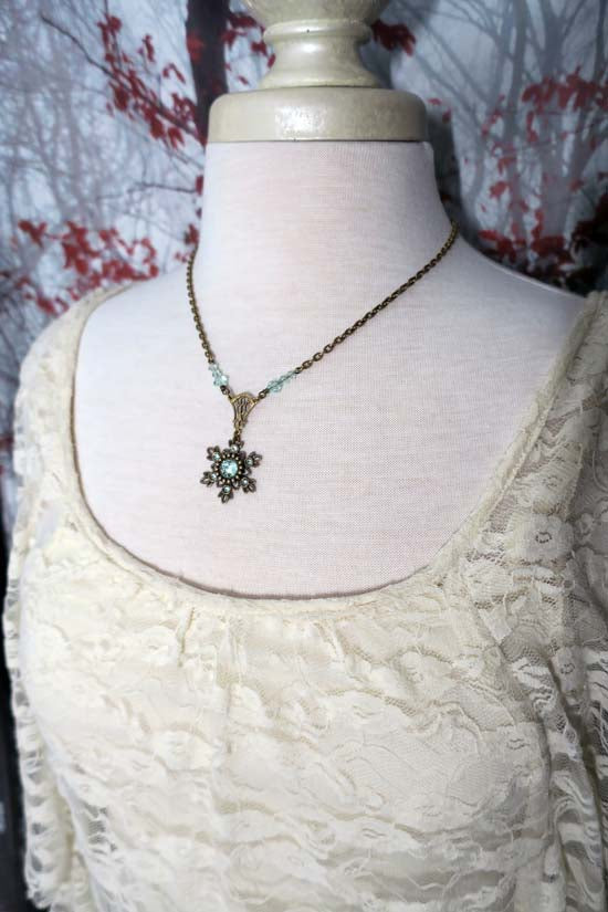 Flurries Collection - Winter Mint Necklace - Aged Brass