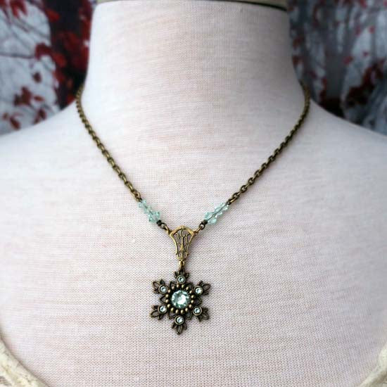 Flurries Collection - Winter Mint Necklace - Aged Brass