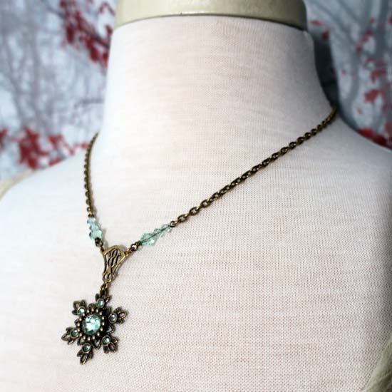 Flurries Collection - Winter Mint Necklace - Aged Brass