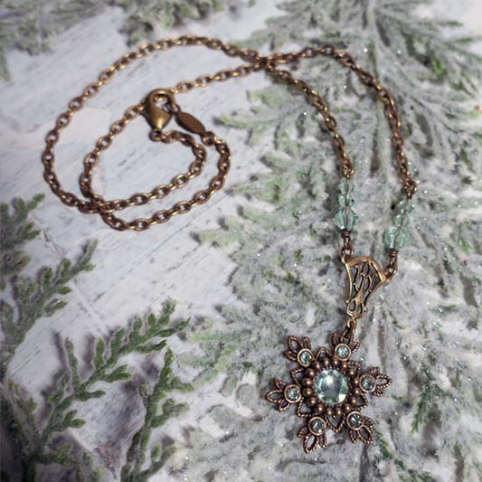 Flurries Collection - Winter Mint Necklace - Aged Brass