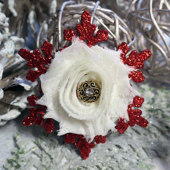 Winter Solstice - Red Snowflake Holiday Fascinator