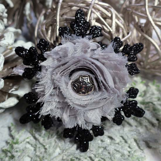 Winter Storm - Black Snowflake Holiday Fascinator