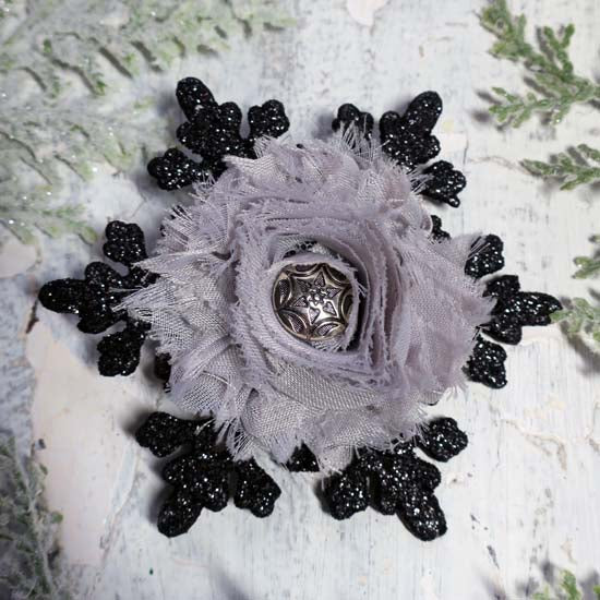 Winter Storm - Black Snowflake Holiday Fascinator