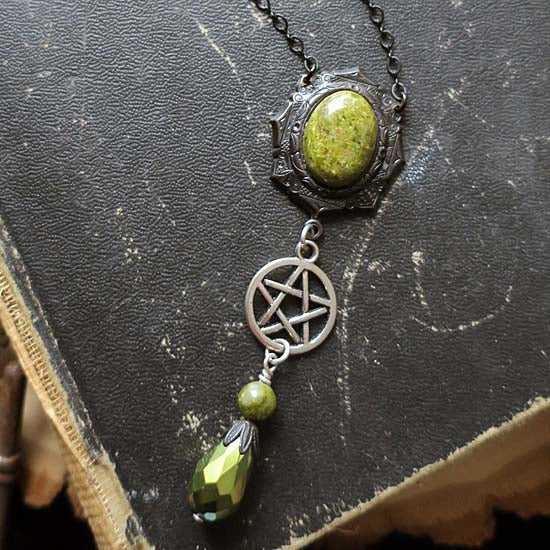 Witch's Amulet necklace - Unakite