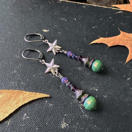WITCH STAR earrings - antique silver