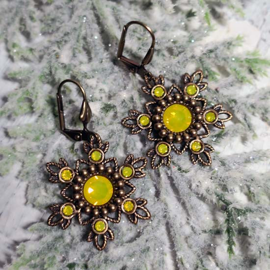 Flurries Collection - "Don't Eat the Yellow Snow" Earrings - antique brass