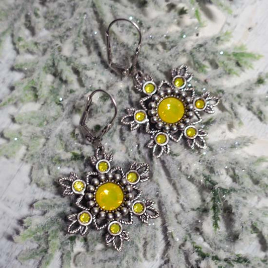 Flurries Collection - "Don't Eat the Yellow Snow" Earrings - antique silver