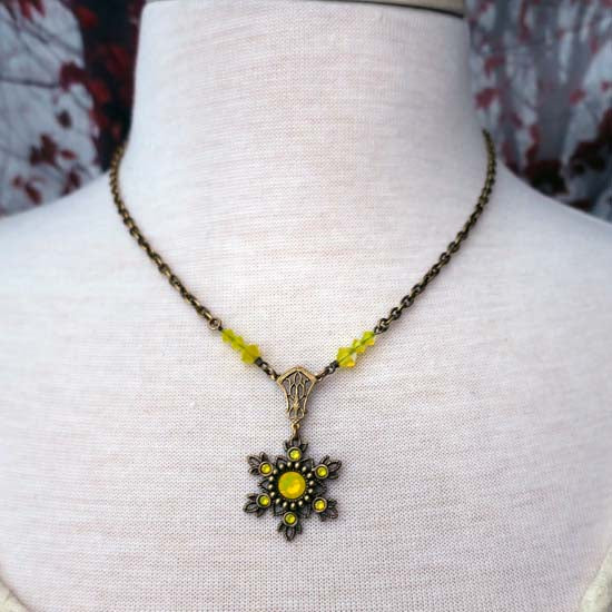 Flurries Collection - "Don't Eat the Yellow Snow" Necklace - antique brass