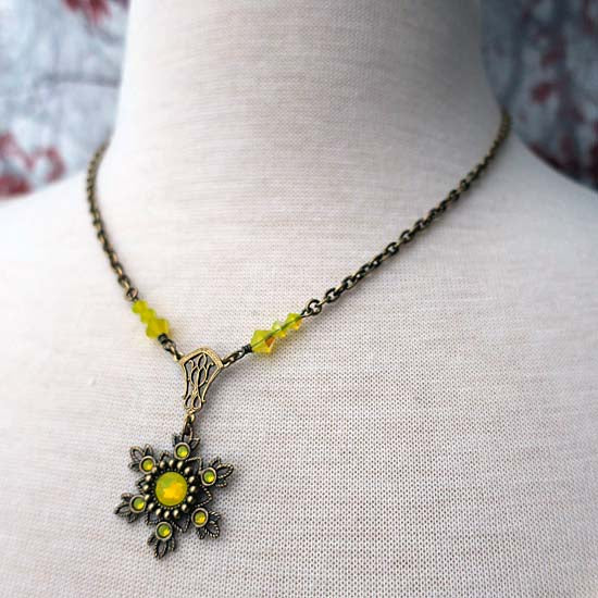 Flurries Collection - "Don't Eat the Yellow Snow" Necklace - antique brass