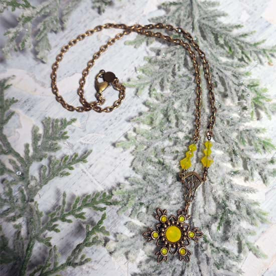 Flurries Collection - "Don't Eat the Yellow Snow" Necklace - antique brass